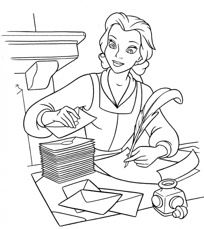 Prinesa Belle de colorat p0