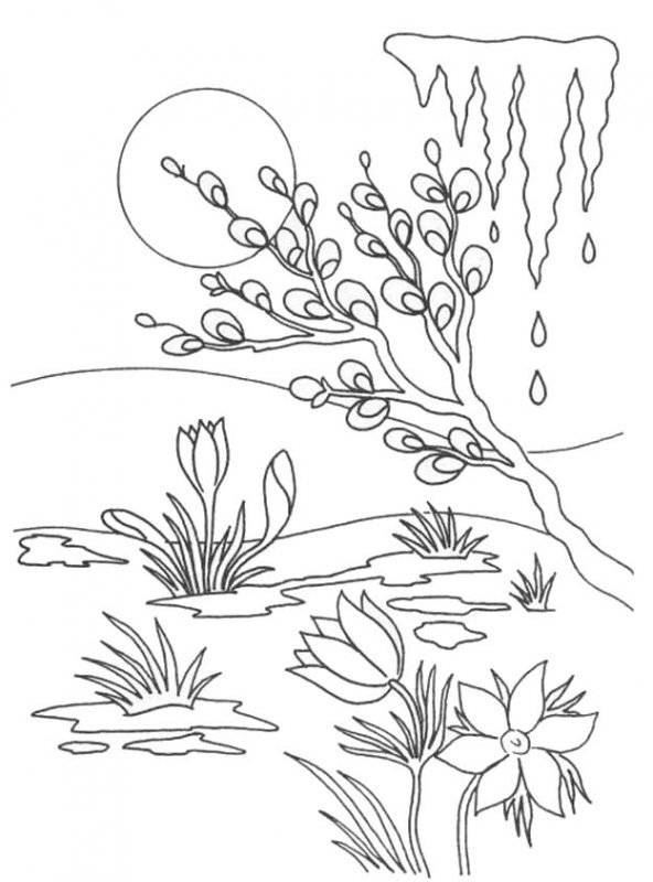 Peisaje Primavara de colorat p0