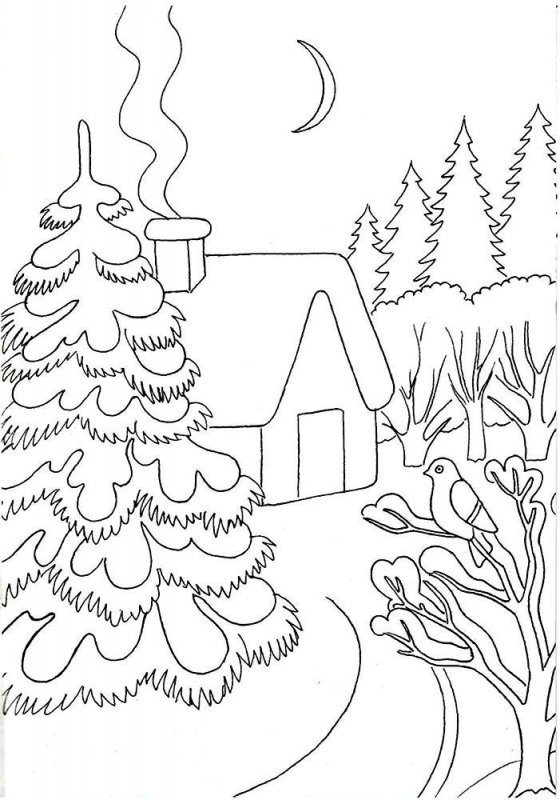 Peisaje de Iarna de colorat p1