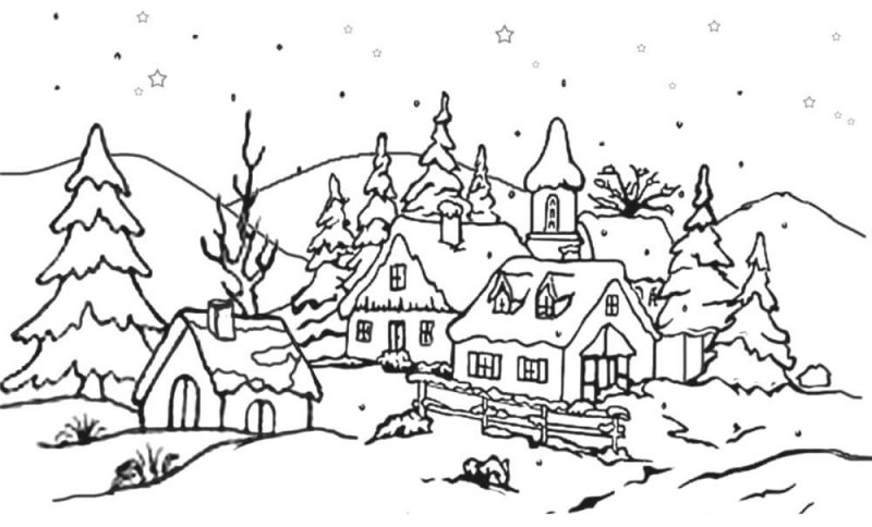 Peisaje de Iarna de colorat p17