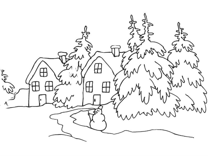 Peisaje de Iarna de colorat p14
