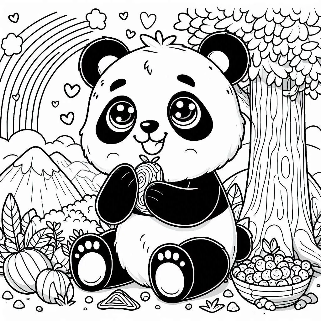 Fișă cu ursul panda de colorat p7