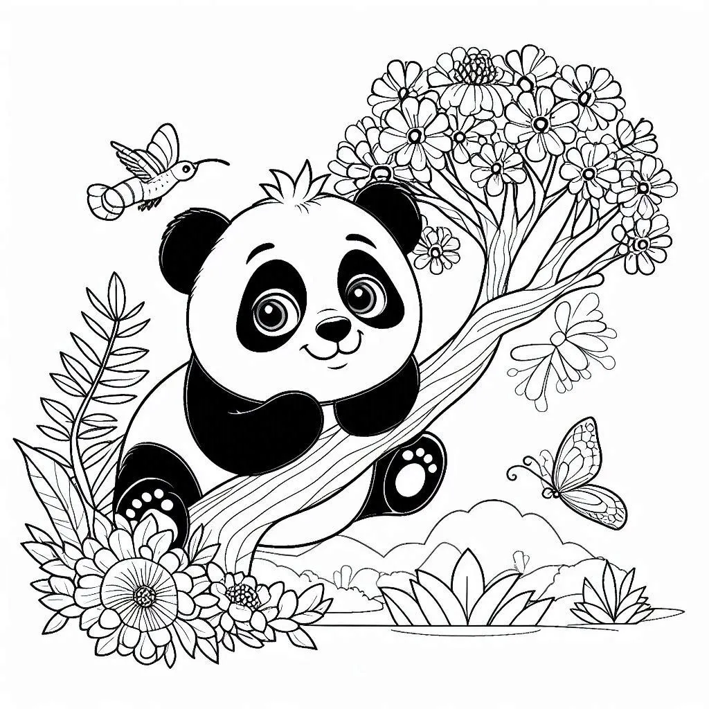 Fișă cu ursul panda de colorat p8