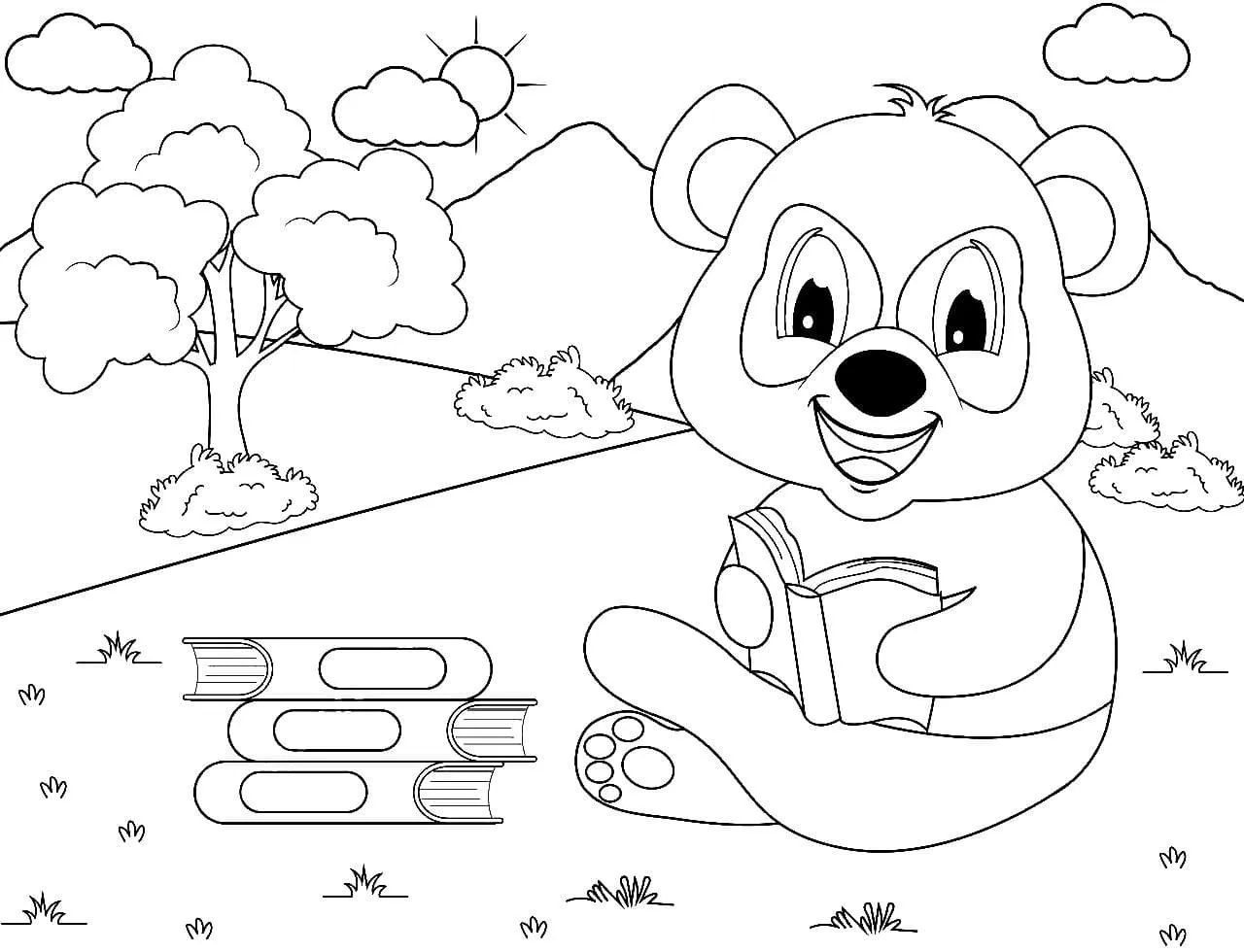 Fișă cu ursul panda de colorat p55