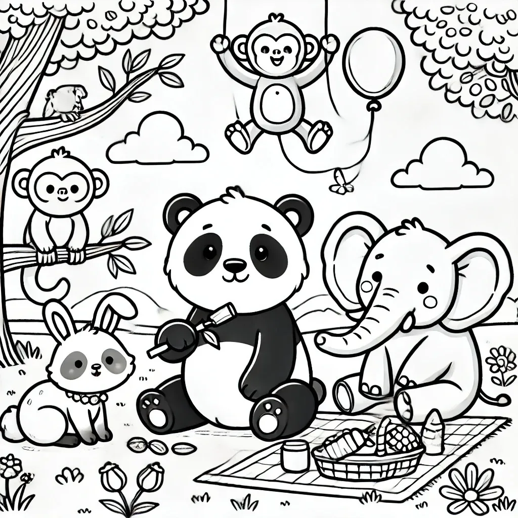 Fișă cu ursul panda de colorat p14