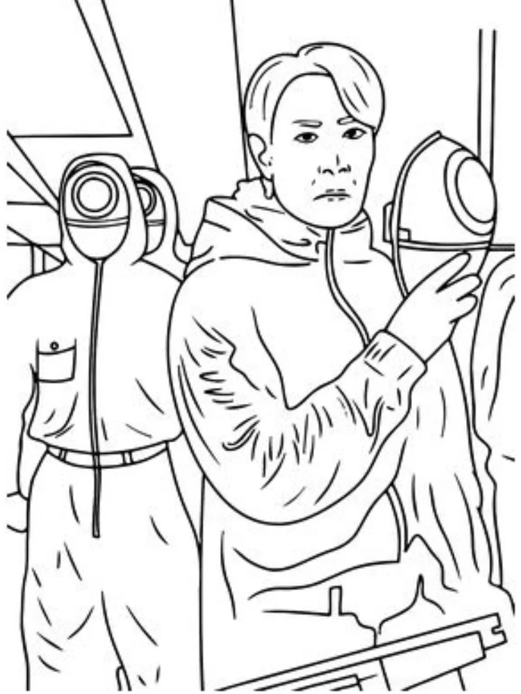 Fișă cu Squid Game de colorat p6