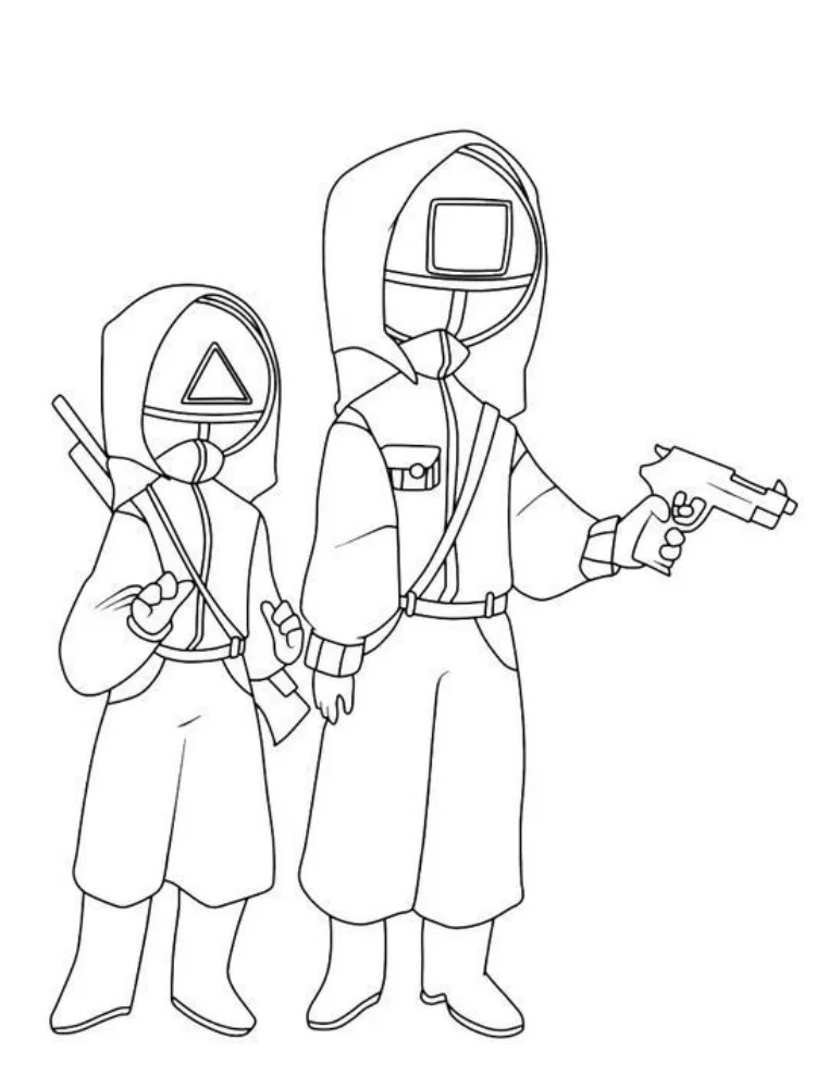 Fișă cu Squid Game de colorat p11