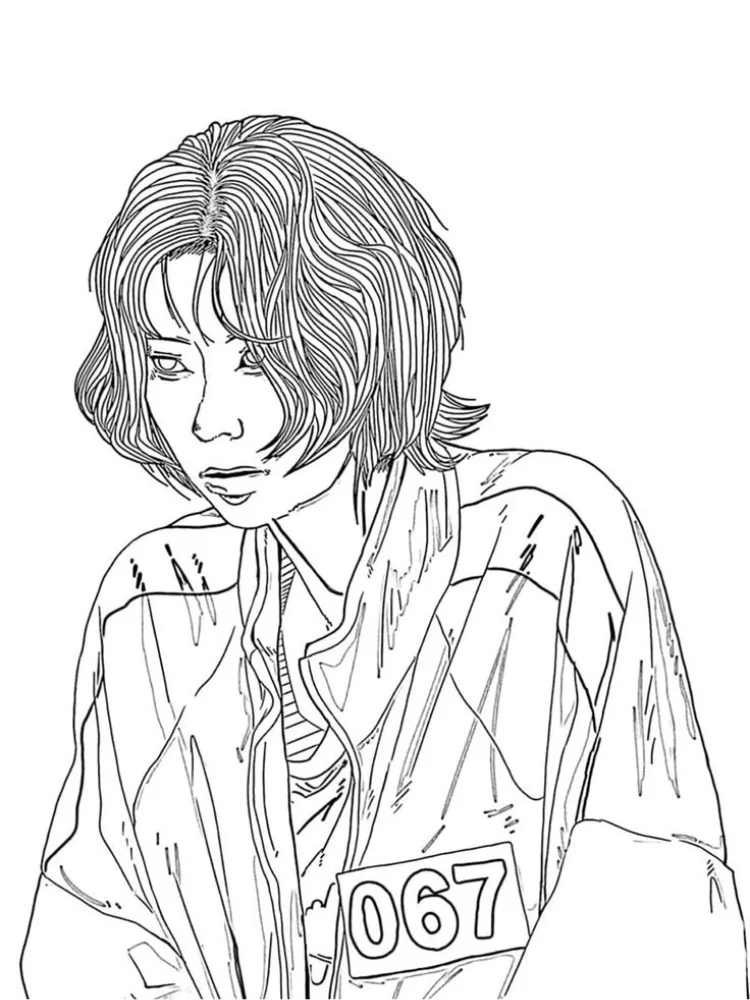 Fișă cu Squid Game de colorat p13