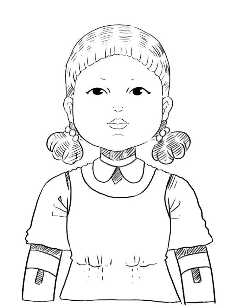 Fișă cu Squid Game de colorat p14