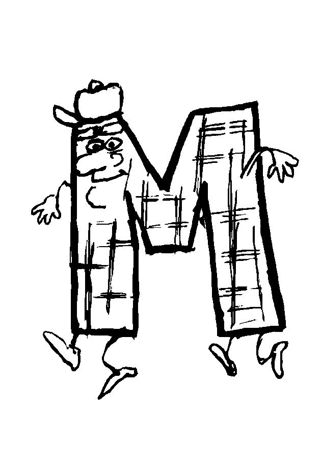 Fisă de colorat cu Alfabetul haios de colorat p13