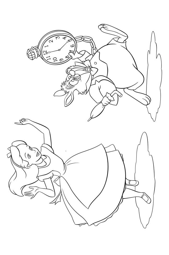 Fisă de colorat cu Alice in tara minunilor de colorat p17