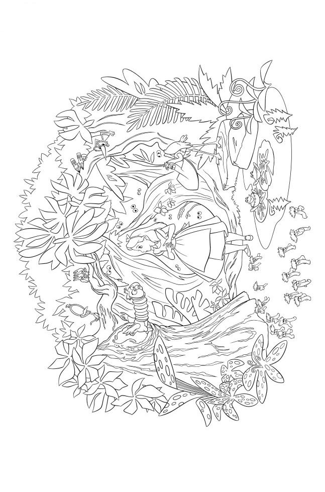 Fisă de colorat cu Alice in tara minunilor de colorat p18
