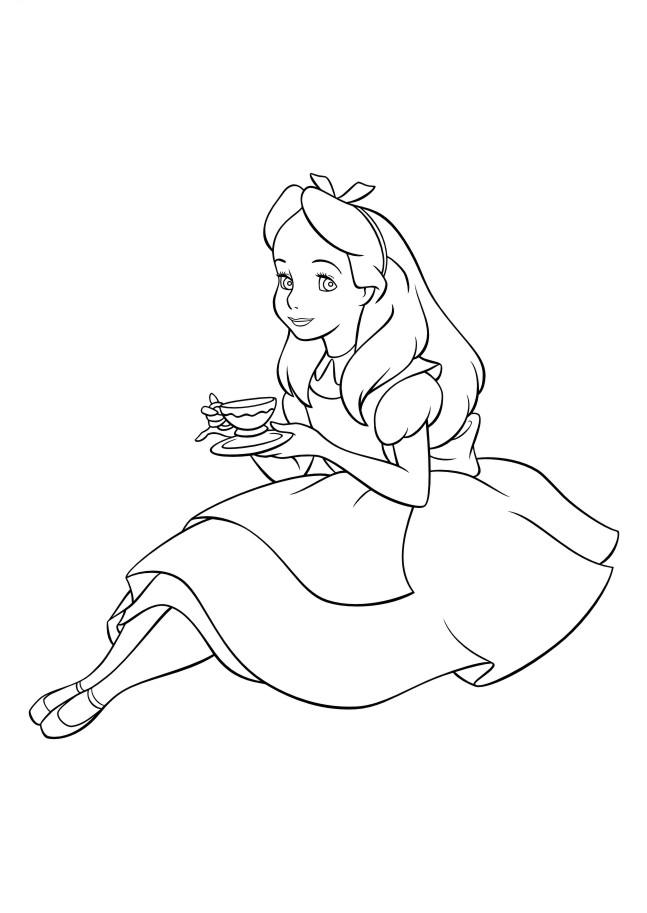 Fisă de colorat cu Alice in tara minunilor de colorat p33