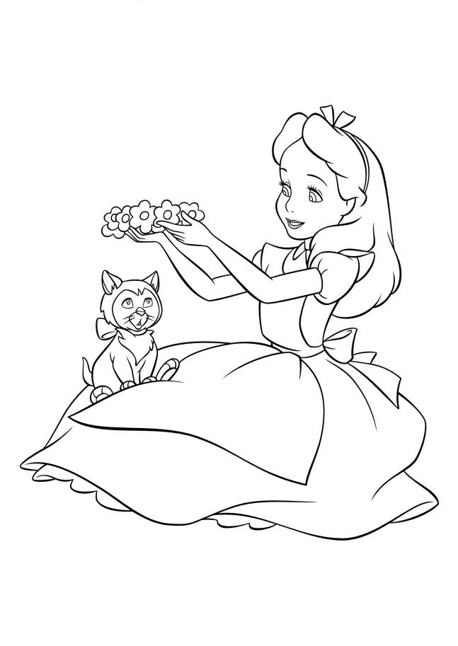 Fisă de colorat cu Alice in tara minunilor de colorat p35