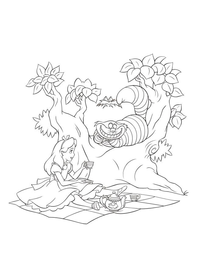 Fisă de colorat cu Alice in tara minunilor de colorat p38