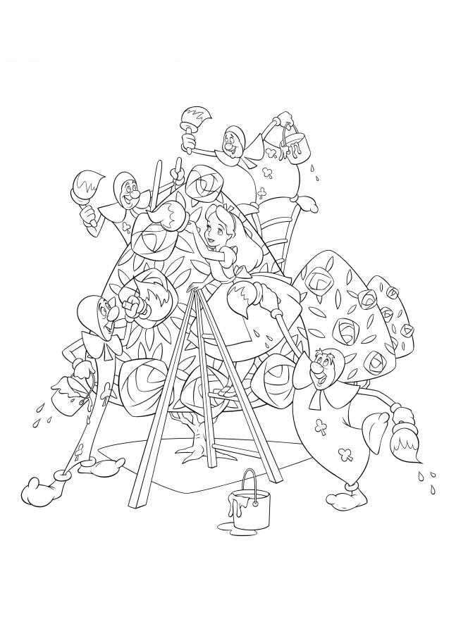 Fisă de colorat cu Alice in tara minunilor de colorat p39