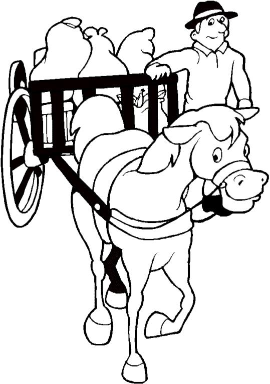 Fisă de colorat cu Animale cai de colorat p45