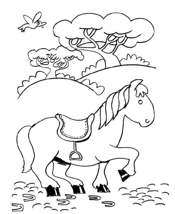 Fisă de colorat cu Animale cai de colorat p88