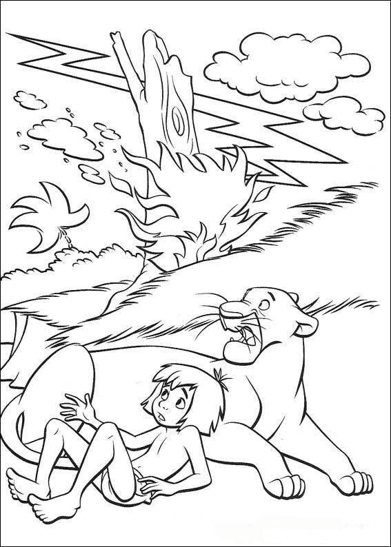 Fisă de colorat cu Cartea junglei de colorat p45