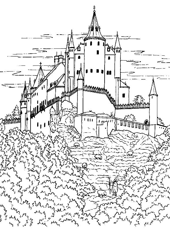 Fisă de colorat cu Castele de colorat p08
