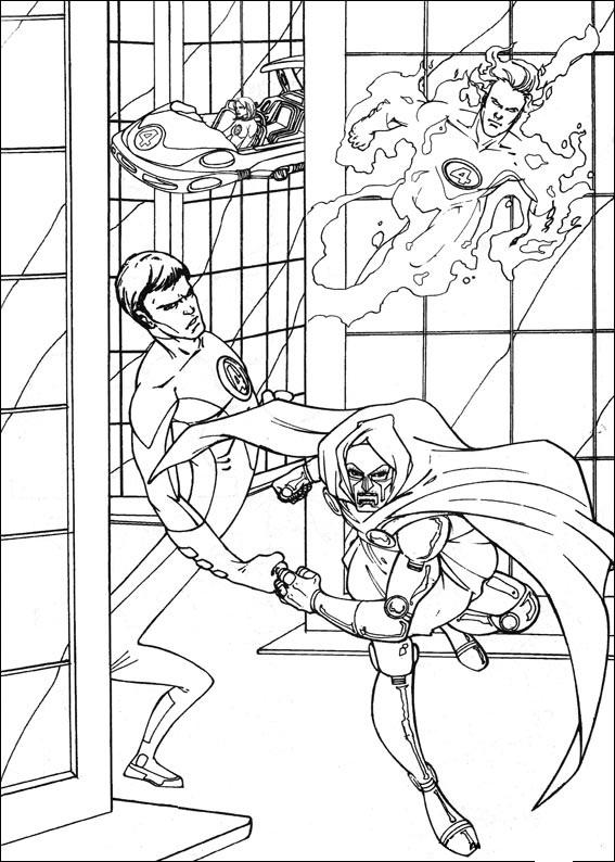 Fisă de colorat cu Cei patru fantastici de colorat p18