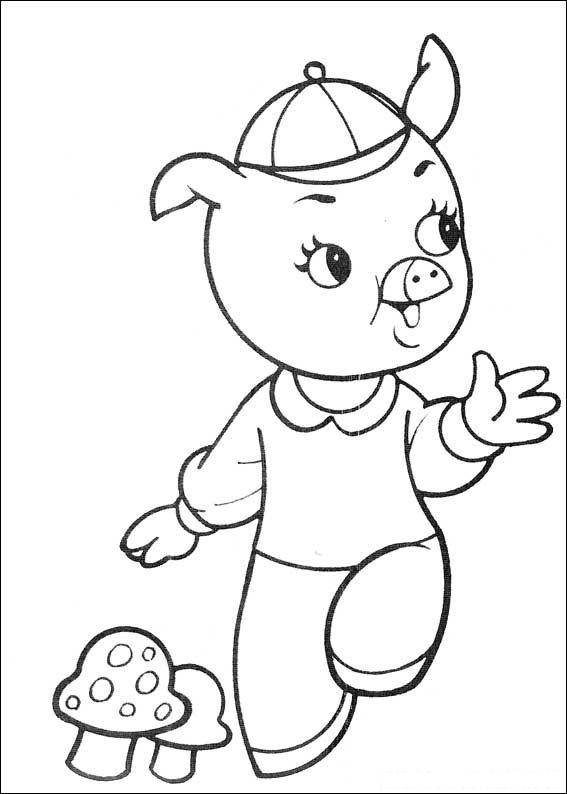 Fisă de colorat cu Cei trei purcelusi de colorat p06