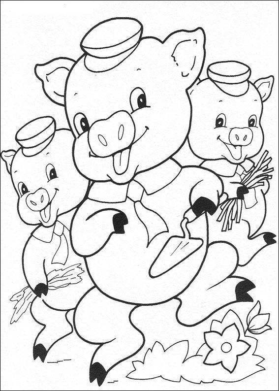 Fisă de colorat cu Cei trei purcelusi de colorat p13