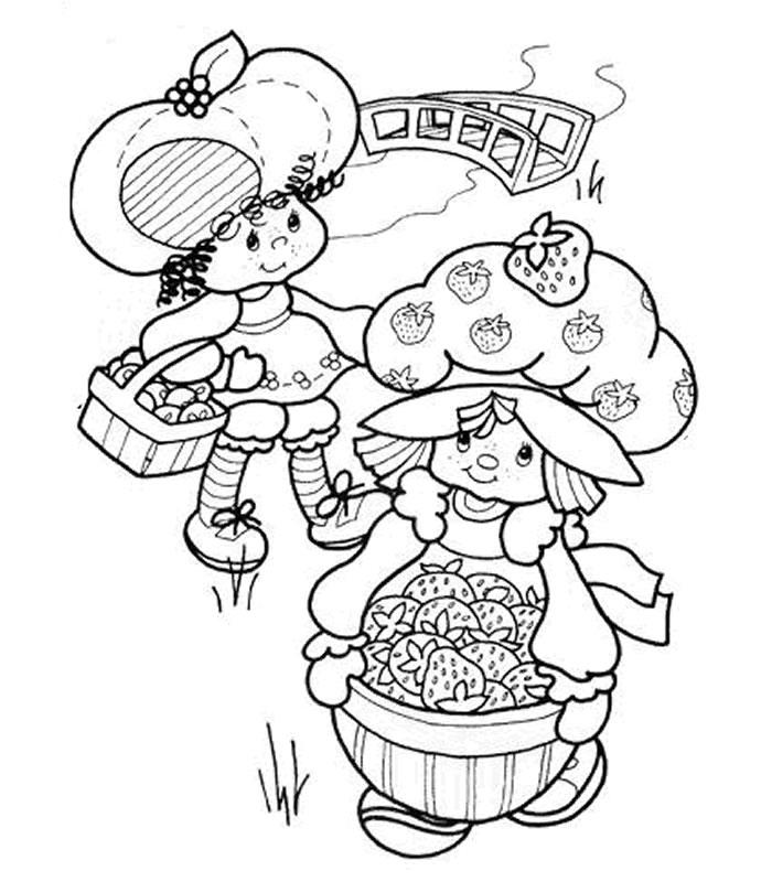 Fisă de colorat cu Charlotta cu capsuni de colorat p04