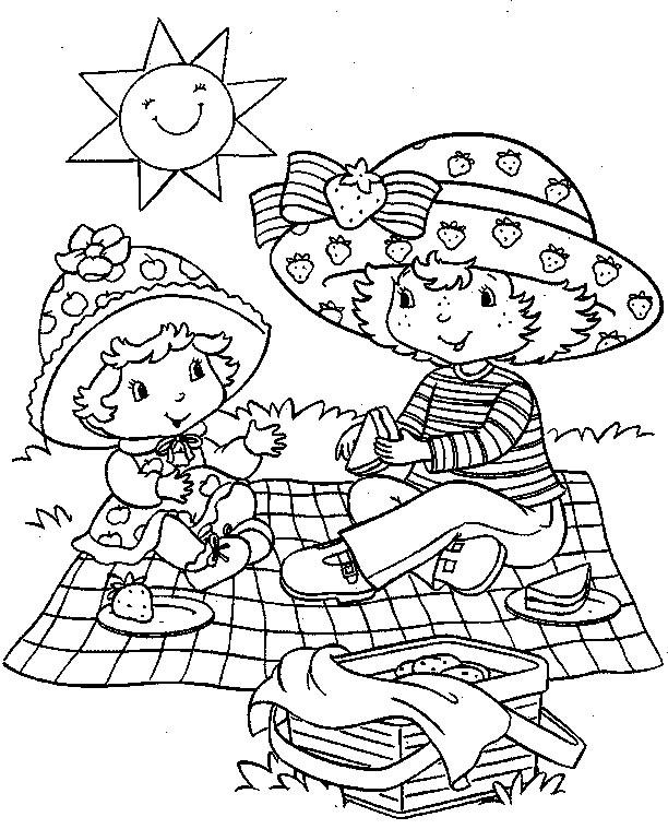 Fisă de colorat cu Charlotta cu capsuni de colorat p20