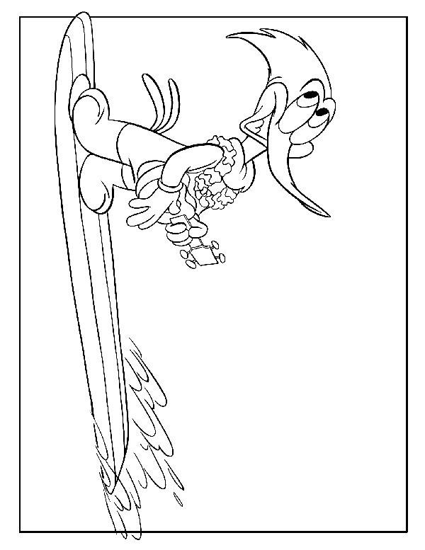 Fisă de colorat cu Ciocanitoarea woody de colorat p02