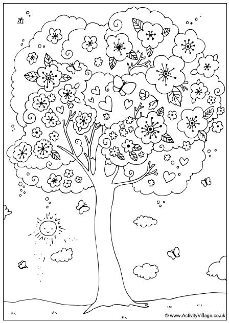 Fisă de colorat cu Copaci de colorat p09