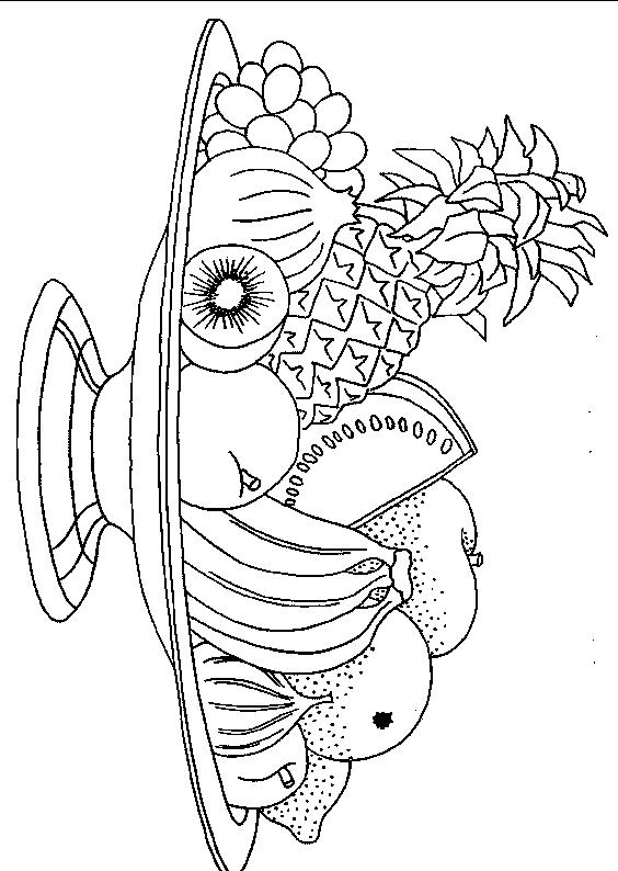 Fisă de colorat cu Cos cu fructe de colorat p07