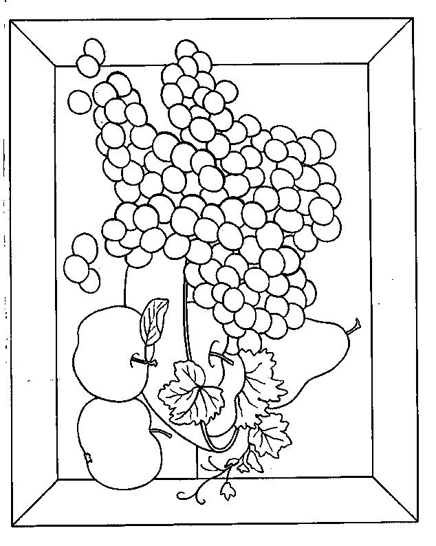 Fisă de colorat cu Cos cu fructe de colorat p08