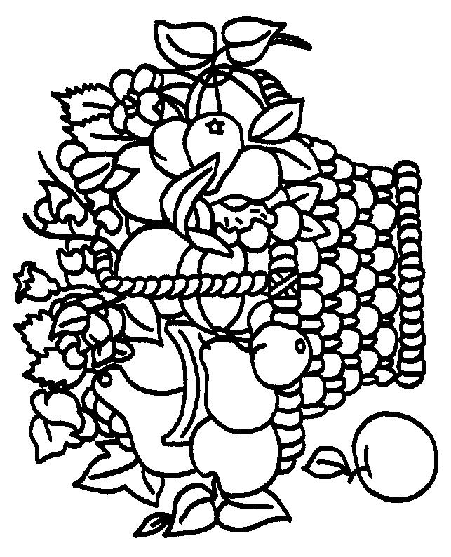 Fisă de colorat cu Cos cu fructe de colorat p09