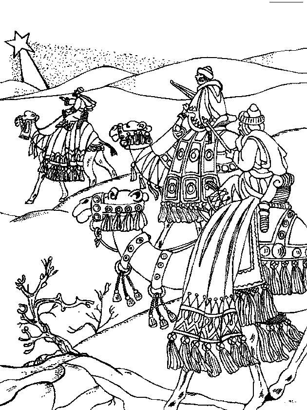 Fisă de colorat cu Craciun cei trei magi de colorat p37