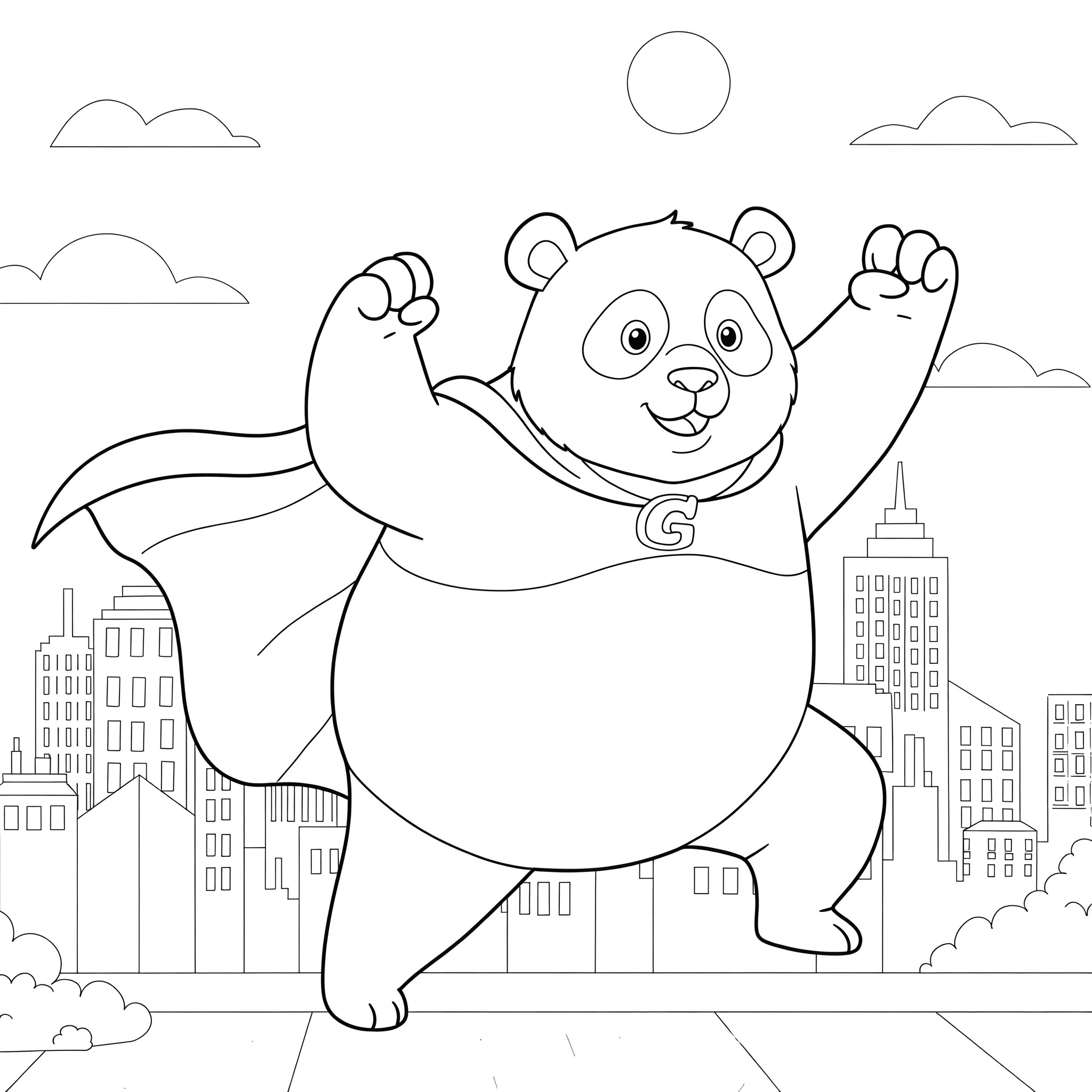 Fișă cu ursul panda de colorat p2