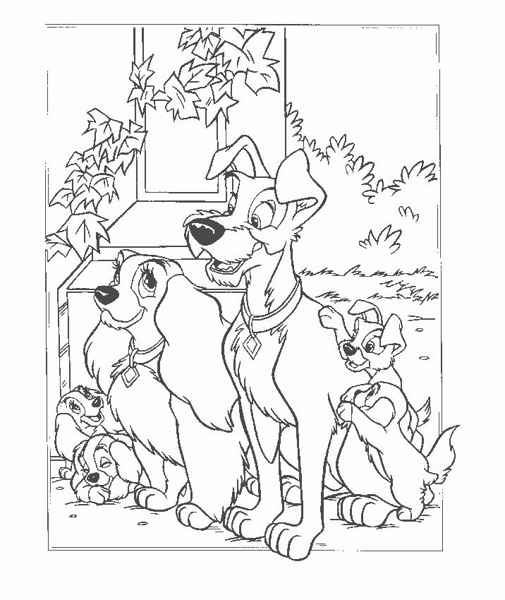 Fisă de colorat cu Doamna si vagabondul de colorat p16