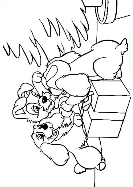 Fisă de colorat cu Doamna si vagabondul de colorat p20