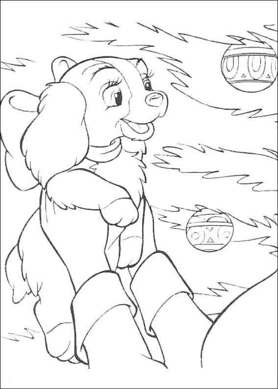 Fisă de colorat cu Doamna si vagabondul de colorat p27