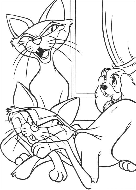 Fisă de colorat cu Doamna si vagabondul de colorat p29