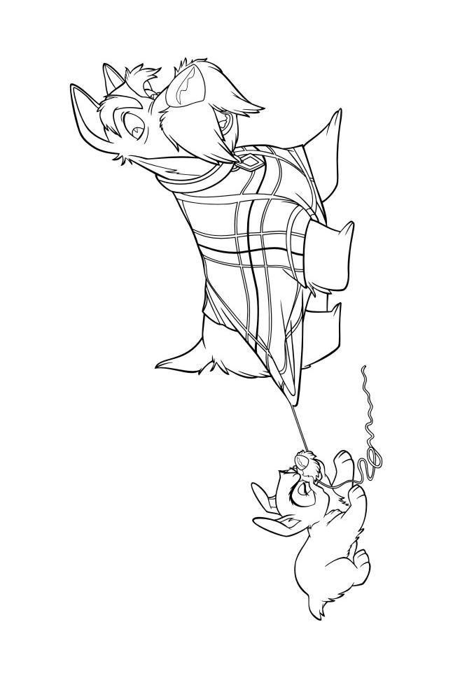 Fisă de colorat cu Doamna si vagabondul de colorat p52