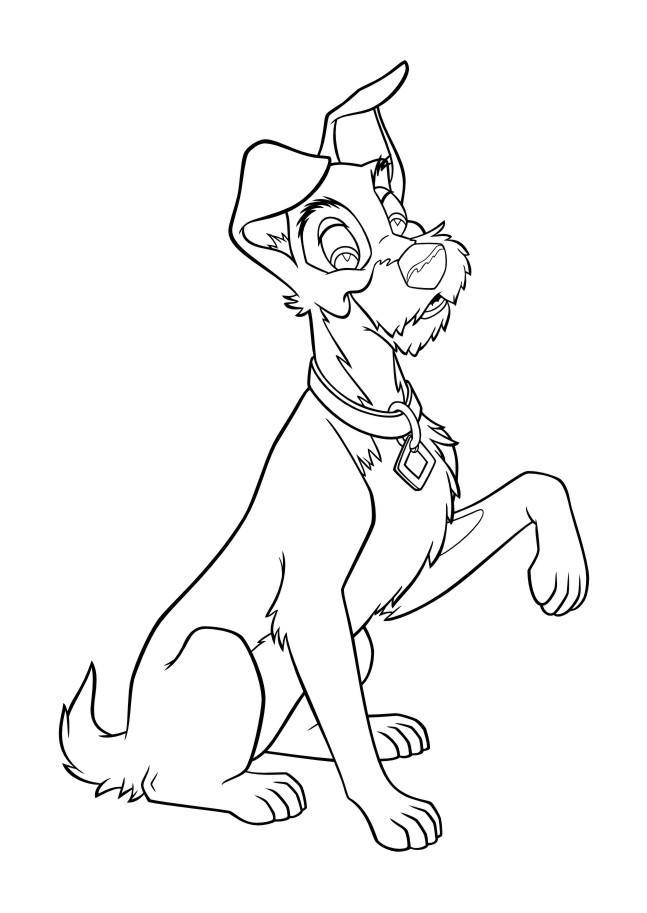 Fisă de colorat cu Doamna si vagabondul de colorat p59