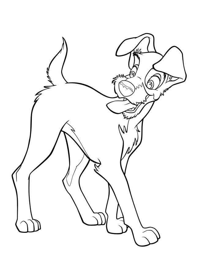 Fisă de colorat cu Doamna si vagabondul de colorat p60