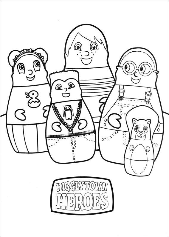 Fisă de colorat cu Eroii orasului higgly de colorat p01