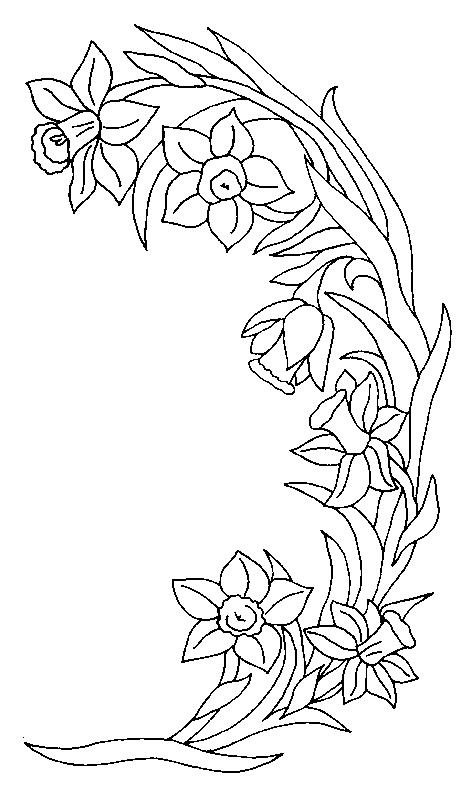 Fisă de colorat cu Flori narcise de colorat p03