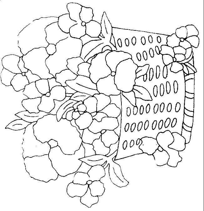 Fisă de colorat cu Flori panselute de colorat p01