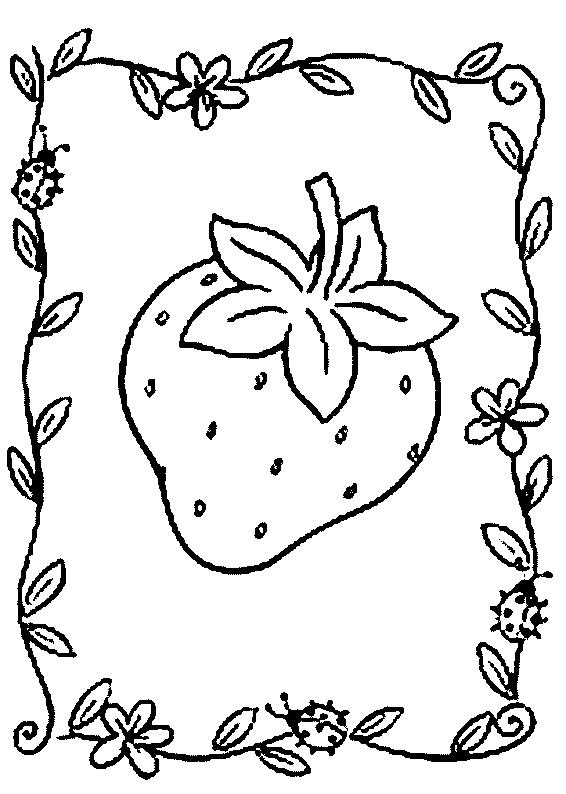 Fisă de colorat cu Fructe capsune de colorat p01