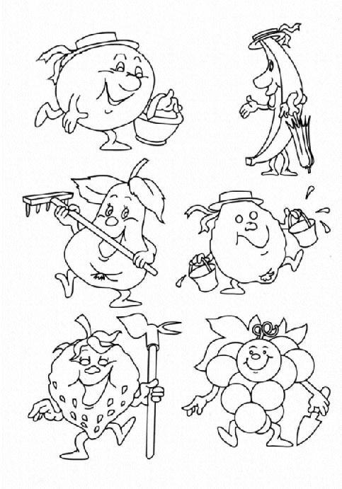 Fisă de colorat cu Fructe si legume de colorat p08