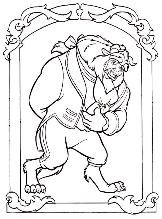Fisă de colorat cu Frumoasa si bestia de colorat p01