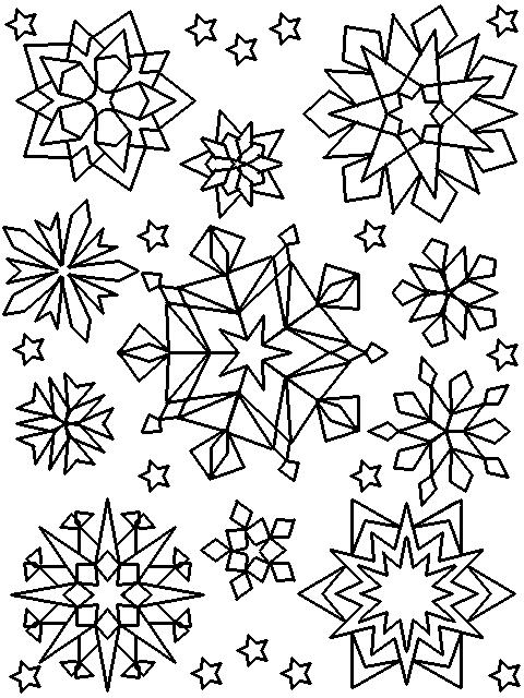 Fisă de colorat cu Fulgi de nea de colorat p04